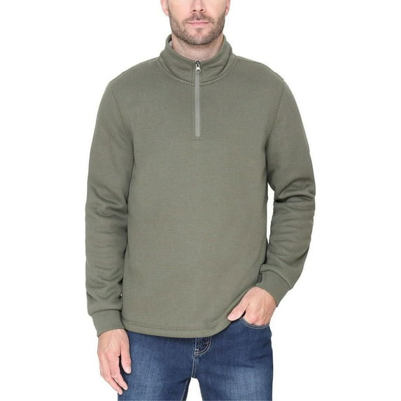 BC Clothing Men’s Bonded Fleece Lined Body Lined Quarter Zip Pullover Top (Green, XX-Large)