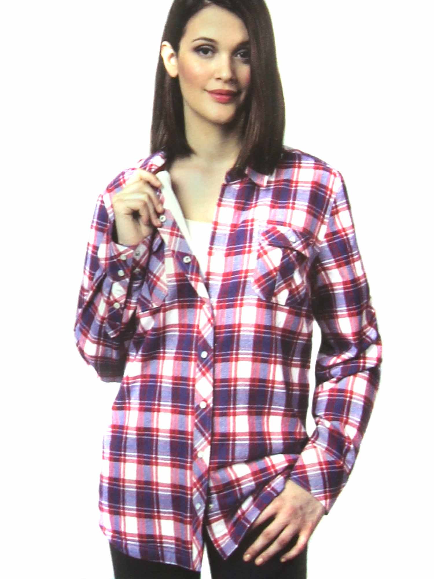 BC Clothing Women's Sherpa Lined Plaid Flannel Shirt Jacket (Berry Plaid, XXLarge)