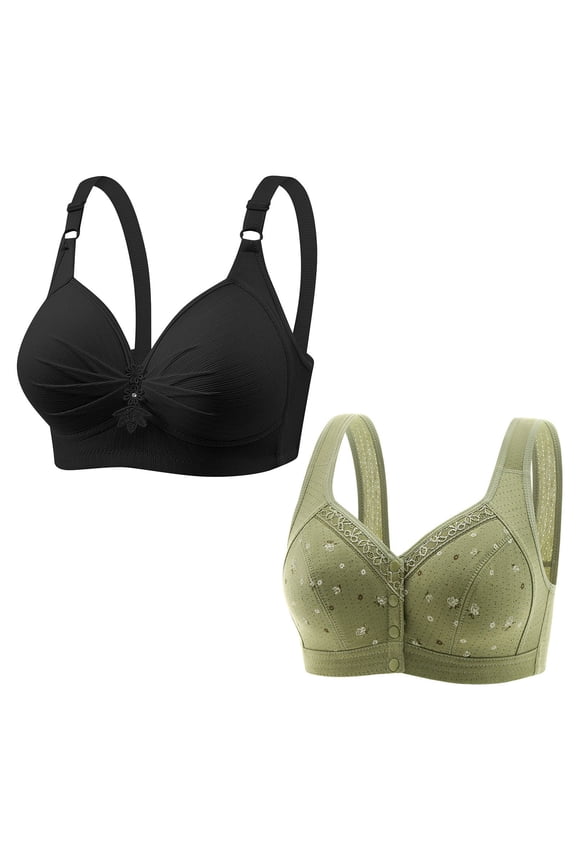 BC Cup Women's Wireless Bra Large Size Breathable Gathered Everyday Underwear 2PC Set Comfortable Nylon Spandex Underwear Multicolor,XL