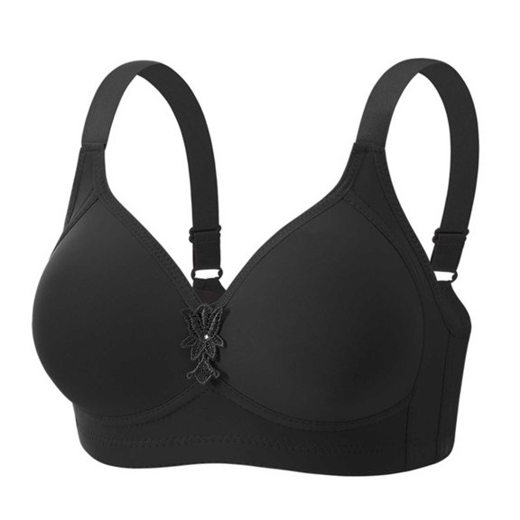 BC Cup Women’s Wireless Bra, Thin Style, Breathable Nylon, Front Buckle Closure, Comfortable Daily Wear Underwear Black,44