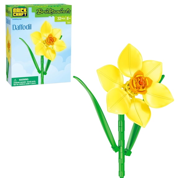 Brickmaster Botanicals Daffodil Flower Building Kit, 32-Piece Set for Spring Decor and Easter Gift, Ages 8+
