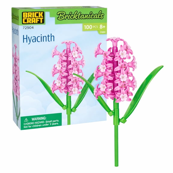 Brickcraft Bricktanicals Hyacinth Flower Building Kit (100-Piece Set), Brick Flower, Spring Decor, Botanical Display, Easter Gift, Collectible Building Set, Nature Art, Home Styling, Ages 8+