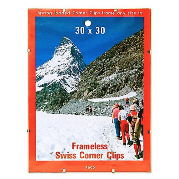 BC Imports Swiss Corner Metal Frame Clips for Pictures up to 30 x 30 inches, 1 Set of 4 Hangers