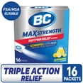 thumbnail image 1 of BC MAX Strength Fast Pain Relief Powder, Lemonade Drink Mix, Aspirin & Acetaminophen, 16 Count, 1 of 16