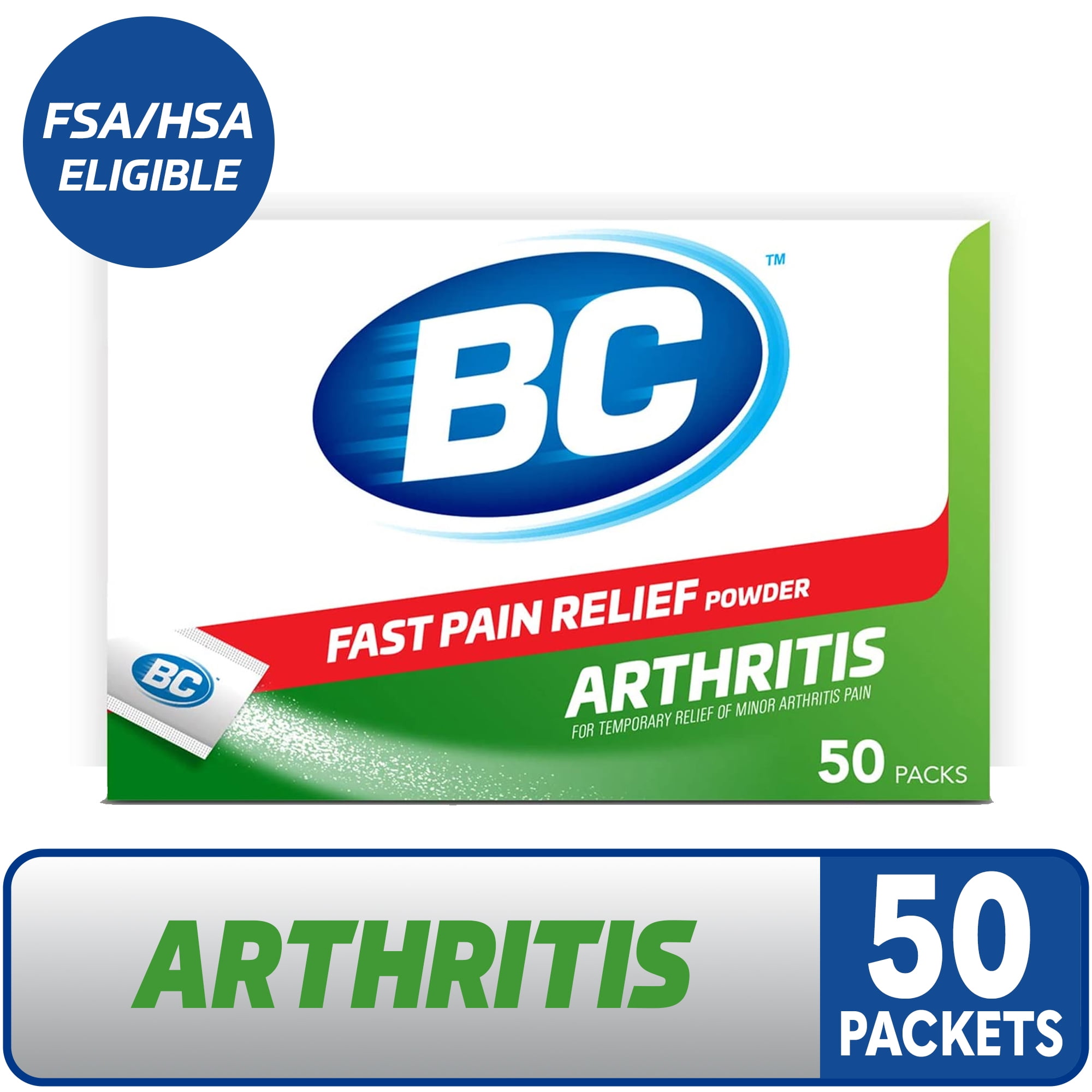 BC Powder Arthritis Pain Reliever, Aspirin Dissolve Packs, 50 Count Powder Packets