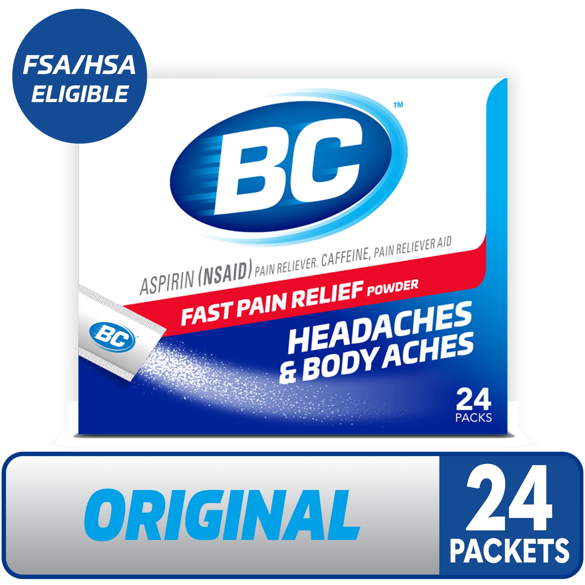 BC Powder Original Strength Pain Reliever, Aspirin Dissolve Packs, 24 Count