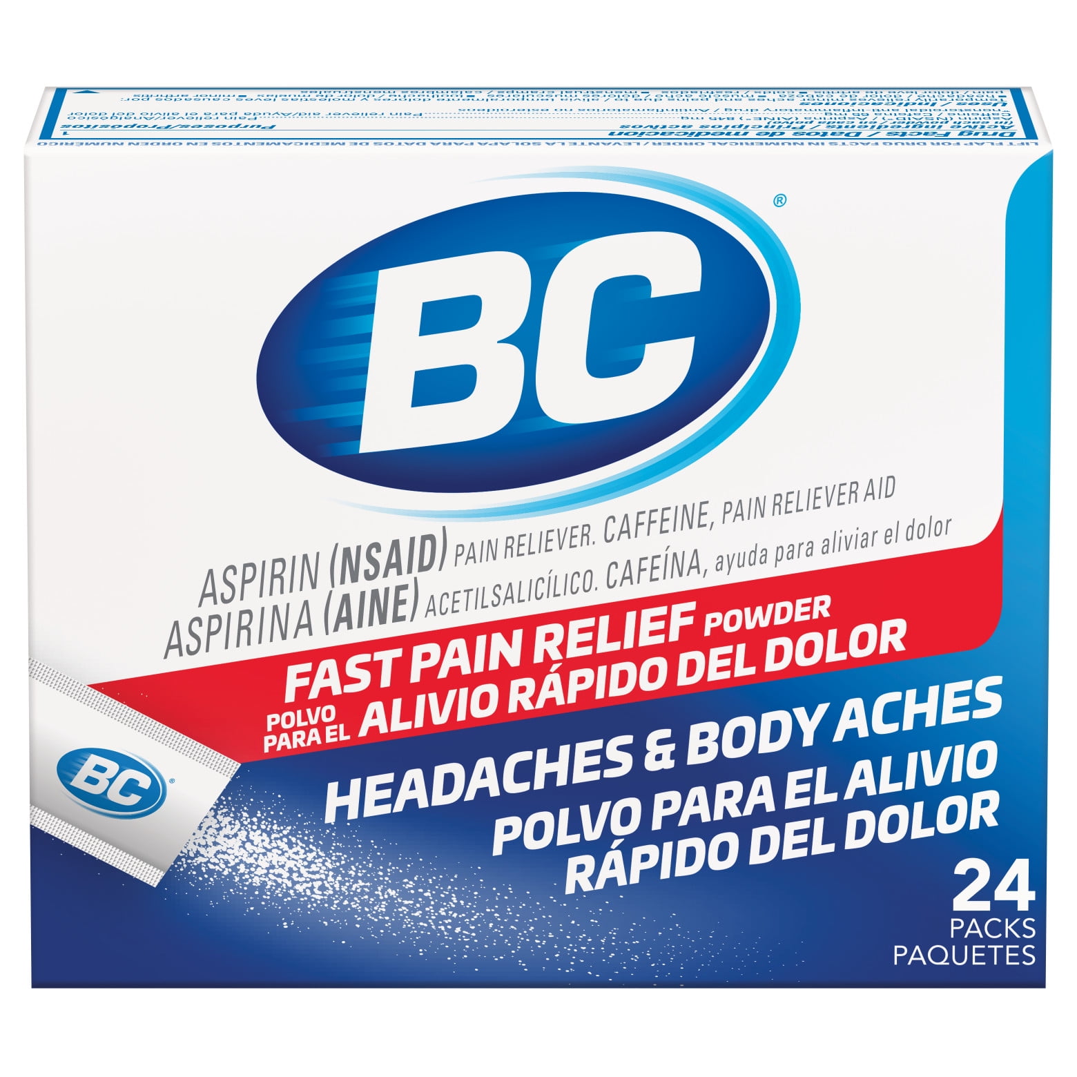 BC Powder Original Strength Pain Reliever, Aspirin Dissolve Packs, Body Aches & Pains Relief, 24 Ct