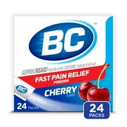 BC Powder Pain Reliever, Cherry Flavor Aspirin Dissolve Packs, Body Aches & Pains Relief, 24 Ct