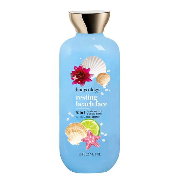 Bodycology 2-in-1 Body Wash & Bubble Bath, Resting Beach Face, 16 fl oz