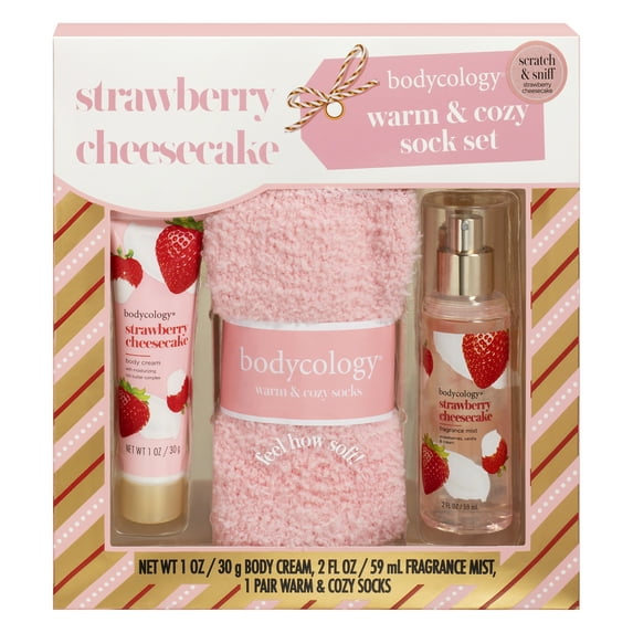 Bodycology Strawberry Cheesecake Body Care & Cozy Sock Gift Set