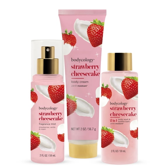 Bodycology Strawberry Cheesecake Scent 3-Piece Body Care Gift Set
