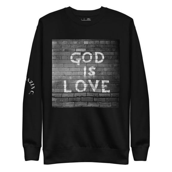 BC Unisex Premium Sweatshirt GOD IS LOVE Sweatshirt (Black, S)