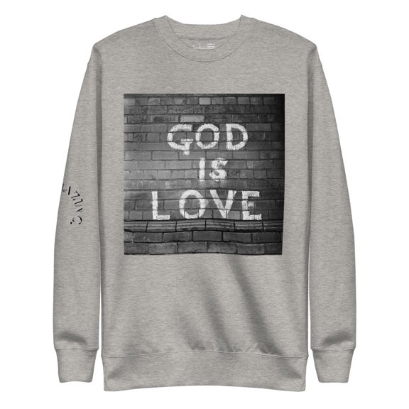 BC Unisex Premium Sweatshirt GOD IS LOVE Sweatshirt (Carbon Grey, 3XL)
