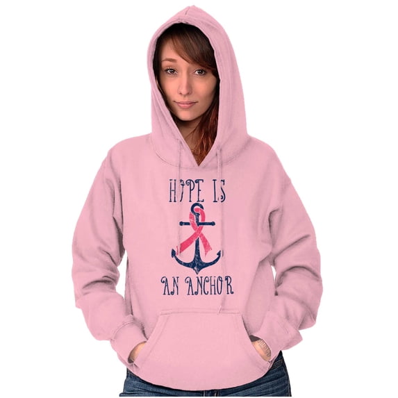 BCA Pink Ribbon Hope is An Anchor Hoodie Sweatshirt Women Brisco Brands 2X