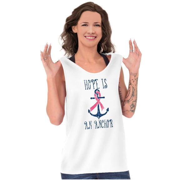 BCA Pink Ribbon Hope is An Anchor Tank Top Tee Shirt Women Brisco Brands S