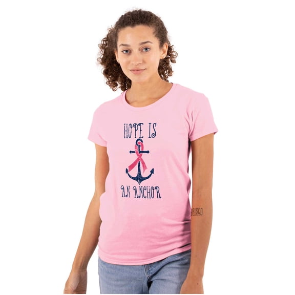 BCA Pink Ribbon Hope is An Anchor Womens Slim Fit Graphic Tee Brisco Brands X