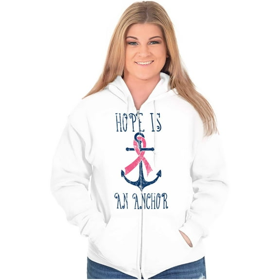 BCA Pink Ribbon Hope is An Anchor Zip Hoodie Sweatshirt Women Brisco Brands S