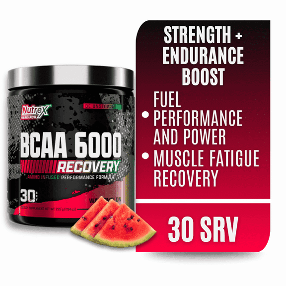 Nutrex Research BCAA 6000 Watermelon Essential Aminos Muscle Growth & Recovery 30 Servings