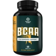 BCAA Amino Acid Supplement - Natural BCAA Tablets for Pre Workout Energy & Post Workout Recovery - Branched Chain Amino Acid - Nature's Craft 60ct BCAA
