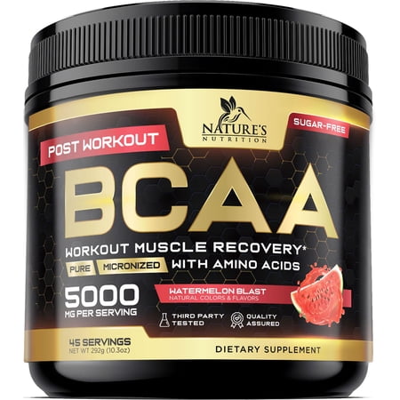Muscle Recovery Drink Powder with BCAA, L-Glutamine & Amino Acids - Best Muscle Recovery Supplements for Post Workout - Sugar Free, Branched Chain Amino Acid Supplement for Women & Men - 45 Servings
