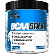BCAA5000 Powder - 5 Grams of EVL BCAA Powder (Branched Chain Amino Acids) Essential for Performance, Recovery, Endurance & Muscle Building - Keto, No Sugar (30 Servings, Blue Raz Flavor)
