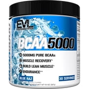 Evlution EVL BCAAs Amino Acids Powder - BCAA Powder Post Workout Recovery Drink and Stim Free Pre Workout Energy - 5g Branched Chain Amino Acids Supplement for Men - Blue Raz