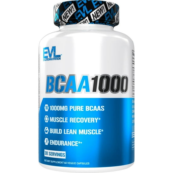 BCAAs Amino Acids Supplement for Men - EVL 2:1:1 5g BCAA Capsules for Post Workout Recovery and Lean Muscle Builder for Men - BCAA1000 Branched Chain Amino Acids Nutritional Supplement - 30 Servings