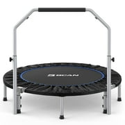 BCAN 48" Foldable Trampoline, Fitness Rebounder with Adjustable Foam Handle, Exercise Trampoline for Adults/kids Indoor/Garden Workout Max Load 440lbs