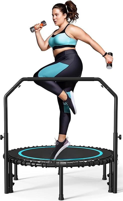 BCAN Opvouwbare Mini Trampoline – 48 Inch, 550 Lbs Draagvermogen, 40 Bungee-elastieken, 4 Standen Verstelbare Handgreep – Stil, Stabiel, Voor Binnen Of Tuin 3 miniatura