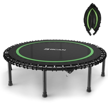 BCAN 48" Fitness Trampoline with Bungees, 550LBS Foldable Mini Trampoline