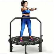 BCAN BT2 40-Inch Adult Mini Rebounder Trampoline, 450-pound weight capacity, adjustable handrails, and a Silent Resistance Band Design, suitable for indoor and outdoor home workouts