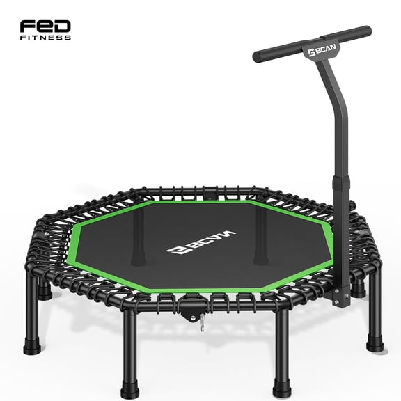 BCAN BT3 51" Octagonal Rebounder Trampoline for Adults, 450LBS Max Load Fitness Trampoline with Large Jumping Area, Silent Bungee Mini Trampoline with T-Adjustable Handle for Home Gym