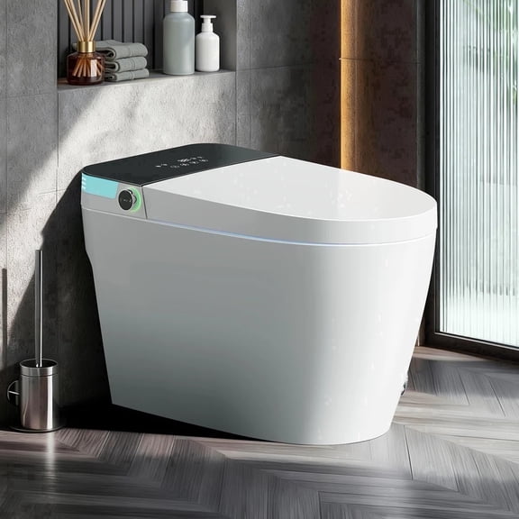 BCANHOME Smart Toilet with Built-in Bidet, One-piece Toilet Seat with Tankless Bidet, Auto Open Lid, Soft-closing Heat Seat, 1.28 Gallons Auto Flush, Massage Clean, Warm Wash/Dryer, Remote Control