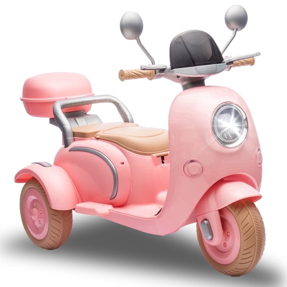 Xuanlur Upgrade 12V 2 Seater Dual Motor Kids Motorcycle, Girls Ride on Toys with Storage Compartments, Slow Start, USB, Bluetooth, Motorcycle for Kids Aged 3+(Pink)