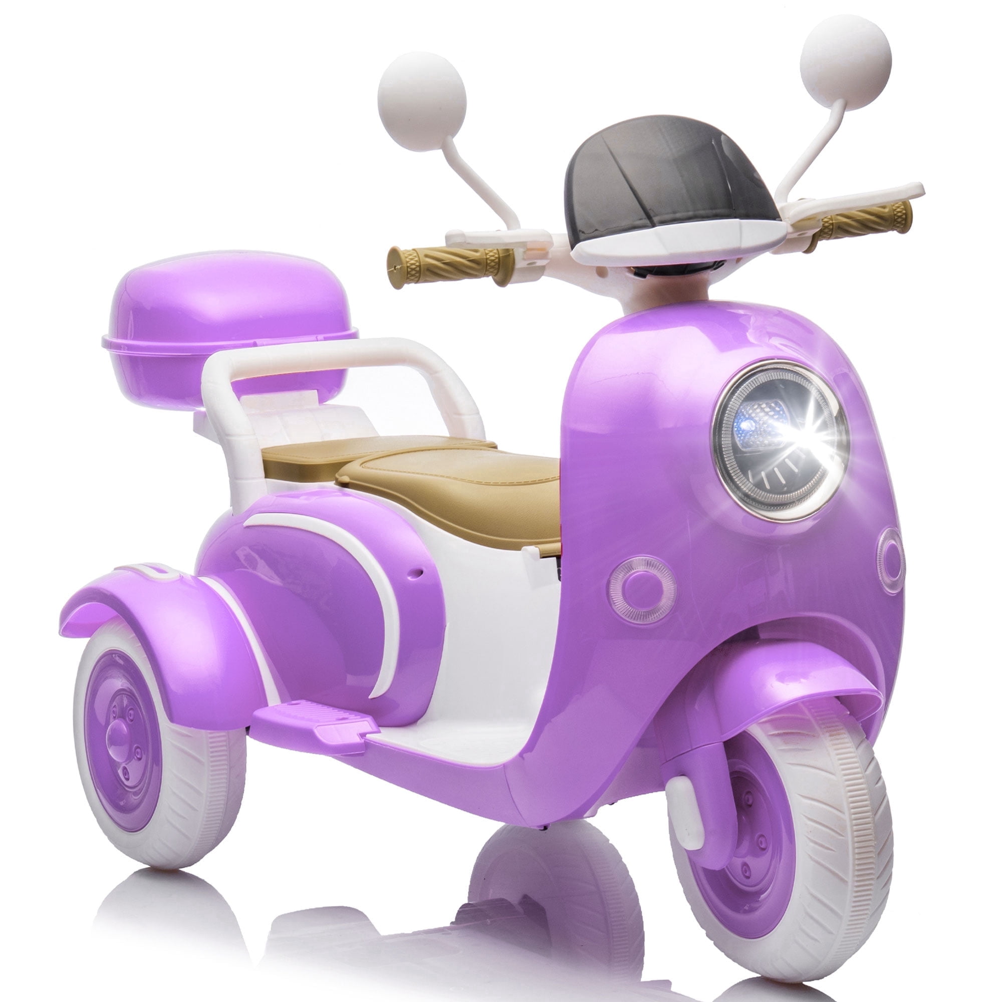 Xuanlur Upgrade 12V 2 Seater Dual Motor Kids Motorcycle, Girls Ride on Toys with Storage Compartments, Slow Start, USB, Bluetooth, Motorcycle for Kids Aged 3+(Purple)