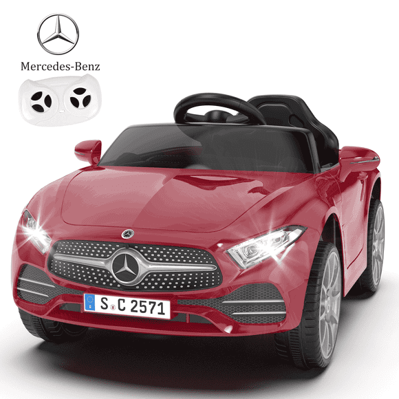 Xuanlur Licensed Benz CLS 350 12V Electric Ride on Toys with Parent Remote Control, Spring Suspension, Electric Car for Kids, Power Car Wheels with Bluetooth Music, LED Lights (Wine Red)