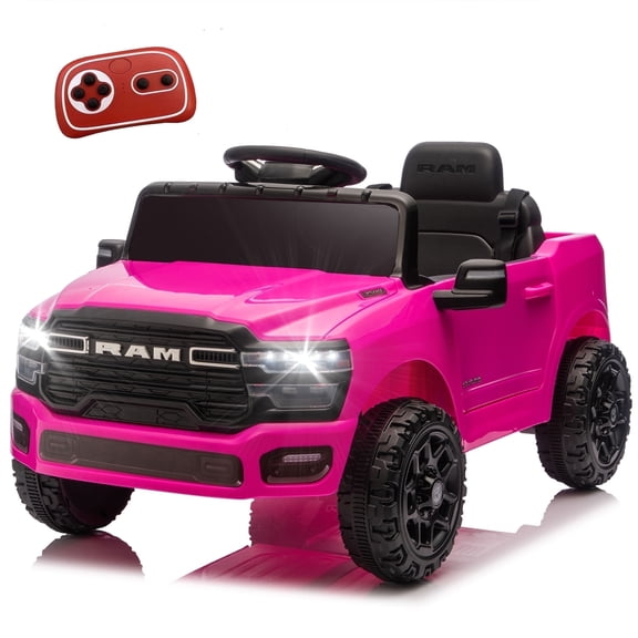 Xuanlur 12V Licensed Dodge RAM 3500 Ride on Toy for Kids, Toddler Ride on Truck with Remote Control, 2WD, Rear Shock Suspension, LED, Electric Car for Kids with Bluetooth, 3 Point Safety Belt (Pink)