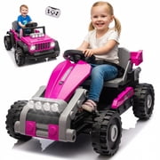 12V Build & Ride Electric Toy Car for Kids, Battery Powered DIY Assembly Ride on Vehicle with Remote Control, STEM Building Blocks, Buildable Ride on Toy, Ages 2 4 Pink