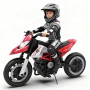 Xuanlur 24V 9AH Electric Motorbike, 9 mph & 110lb Max, 200W Ride on Motorcycle for Big Kids w/EVA Tires, LED Lights & Power Display, 2 Speed, Bluetooth, Music, Electric Motorcycle for Ages 6+, Red