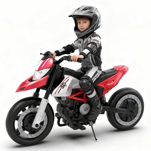 Xuanlur 24V 9AH Electric Motorbike, 9 mph & 110lb Max, 200W Ride on Motorcycle for Big Kids w/EVA Tires, LED Lights & Power Display, 2 Speed, Bluetooth, Music, Electric Motorcycle for Ages 6+, Red