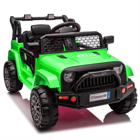 Xuanlur 12 Volt Ride on Toys for Toddlers w/Remote Control, Electric Ride on Truck Car w/Reflective Stickers, Front Anti-Collision Bar Design, LED Headlights, Bluetooth, 3 Speeds, Green