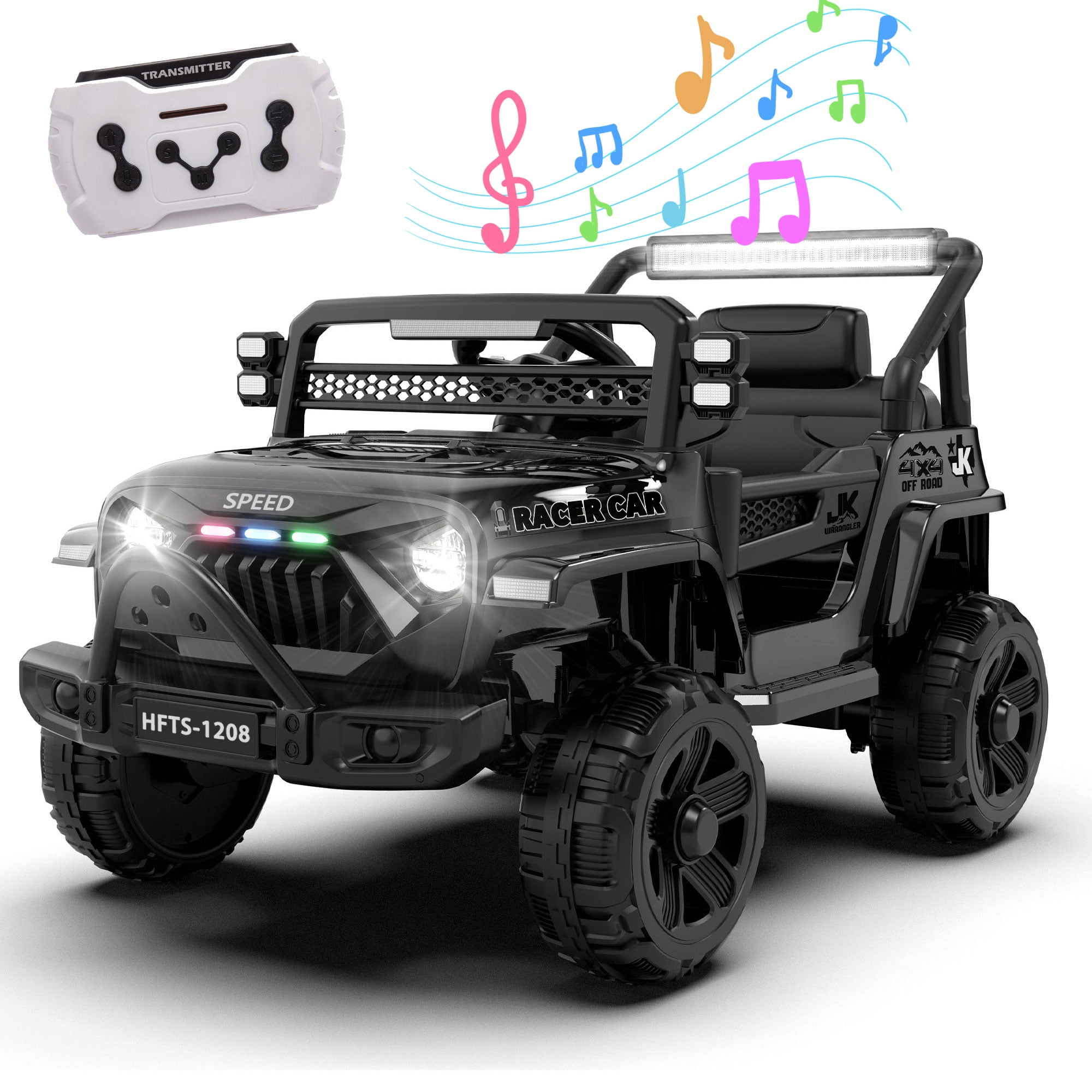 Walmart daily deals:  BCARORUR 12V Ride on Electric Truck Car for Kids, 12V Kids Electric Vehicles w/ Remote Control, 4 Wheel Suspension, USB, Bluetooth, Power Display, Battery Powered Ride on Toys for Boys Girls (Black)