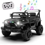 BCARORUR 12V Ride on Electric Truck Car for Kids, 12V Kids Electric Vehicles w/ Remote Control, 4 Wheel Suspension, USB, Bluetooth, Power Display, Battery Powered Ride on Toys for Boys Girls (Black)