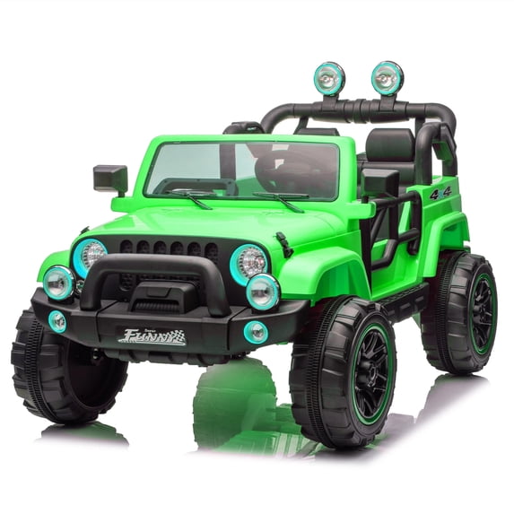 Xuanlur 24V Ride on Toys for Big Kids w/Width Seat, Ride on Truck w/ Remote Control, Kids Electric Car for Kids, Rear Suspension, Portable Pull Rod, Light, Trunk Storage, Bluetooth, 2.5-4 MPH, Green