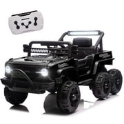 BCARORUR 12V 4WD Kids Ride on Car Truck, Kids Electric Vehicles W/Parents Control, Six-Wheel Suspension, Ride on Toys for Boys Girls with Music, USB, Bluetooth, Power Display, Lights, Black