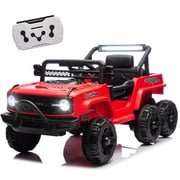 BCARORUR 12V 4WD Kids Ride on Car Truck, Kids Electric Vehicles W/Parents Control, Six-Wheel Suspension, Ride on Toys for Boys Girls with Music, USB, Bluetooth, Power Display, Lights, Red