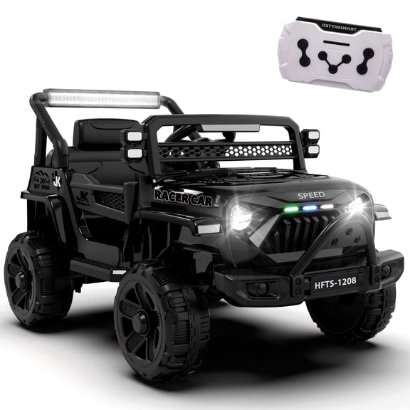Xuanlur 12V Ride on Truck Car for Kids, 12V Kids Electric Car w/ Remote Control, 4 Wheel Suspension, Bluetooth, Power Display, 3.5 Mph Max Speed, Battery Powered Ride on Toys for Aged 3+(Black)