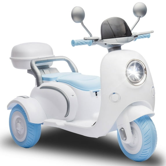 Xuanlur Upgrade 12V 2 Seater Dual Motor Kids Motorcycle, Girls Ride on Toys with Storage Compartments, Slow Start, USB, Bluetooth, Motorcycle for Kids Aged 3+(Blue)