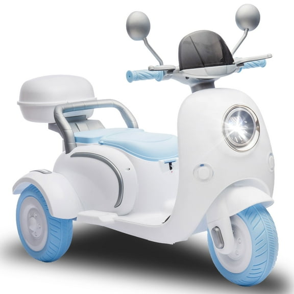 Xuanlur Upgrade 12V 2 Seater Dual Motor Kids Motorcycle, Girls Ride on Toys with Storage Compartments, Slow Start, USB, Bluetooth, Motorcycle for Kids Aged 3+(Blue)