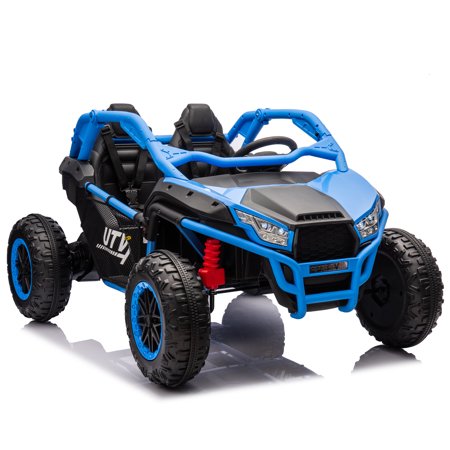 Xuanlur 2 Seater Ride on Toys for Big Kids, 24V 7AH Ride on Electric Car W/Parents Control, 20 "Wide Seater, 4.97MPH, 400W Super Power, 4-Wheeler Suspension, LED Light, Bluetooth (Blue)